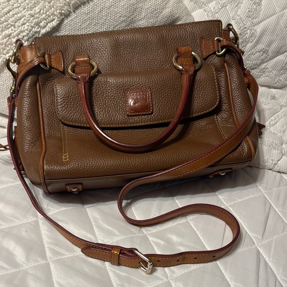 Dooney & Bourke Brown Leather Satchel with Structured Design